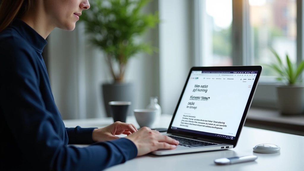 Professional designer working on typography hierarchy showing different font sizes and weights for headline, subheading, and body text