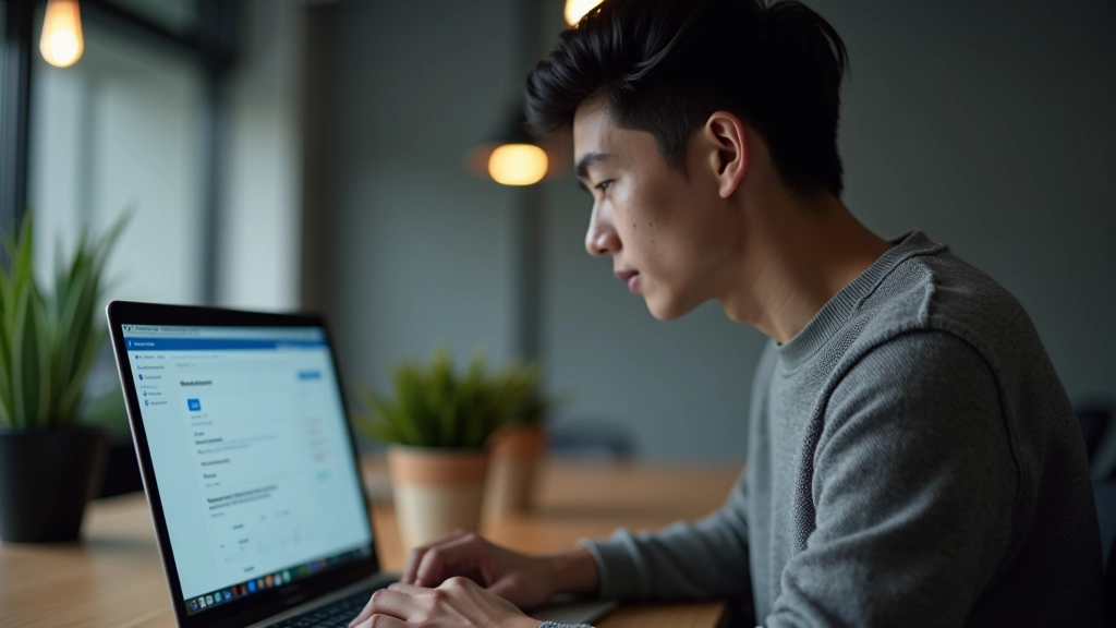 Person reading customer testimonials on laptop screen with visible ratings and reviews
